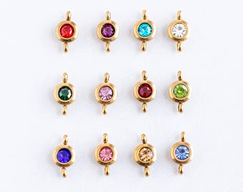 Gold Plated Birthstone Connectors, Wholesale Birthstone Charms, Personalized Jewelry