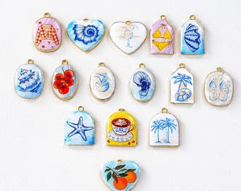 Gold Plated Sea Charms, Handmade Jewelry Art Charms