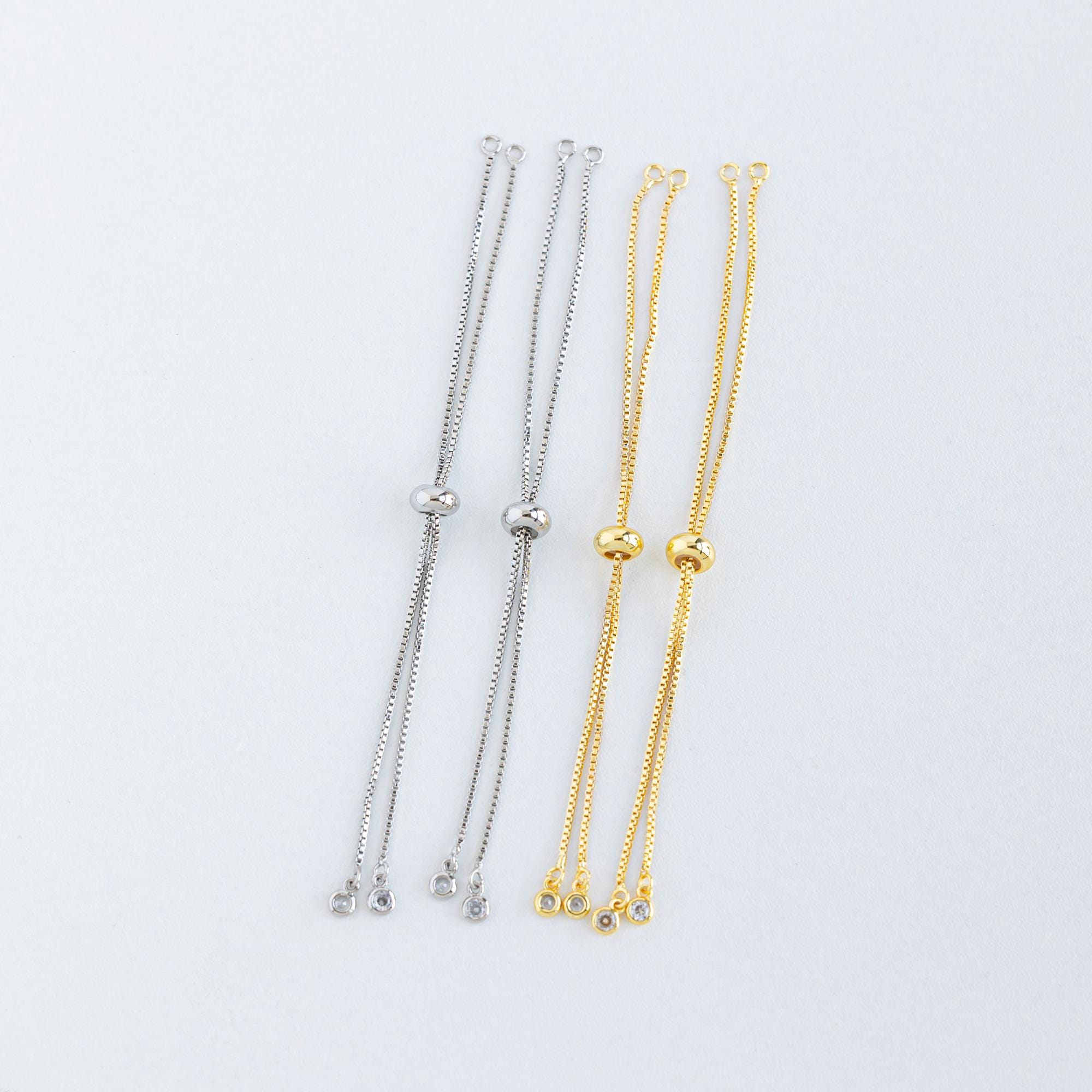 18K Gold Plated Adjustable Chain, Half-finished Adjustable Bracelet, Dainty Cable Chain for Bracelet Making, Semi Finished Bracelets
