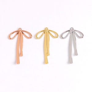 Real Gold Plated Bow Pendnat, Knot Charm, Bow Knot Pendant, Bow tie Jewelry, Charms In Bulk, Jewelry Supplies, Minimalist Pendnant