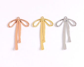Real Gold Plated Bow Pendnat, Knot Charm, Bow Knot Pendant, Bow tie Jewelry, Charms In Bulk, Jewelry Supplies, Minimalist Pendnant