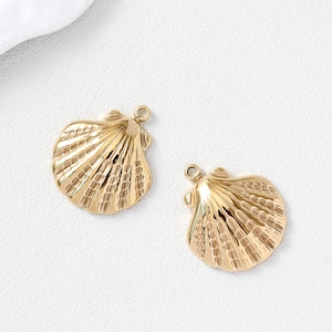 Edelstahl Sea Shell Charm, PVD vergoldet Sea Shell Charm, Ozean Anhänger, Austern Halskette Anhänger, Charm für die Schmuckherstellung