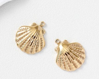 Stainless Steel Sea Shell Charm, PVD Gold Plated Sea Shell Charm,  Ocean Pendant, Oyster Necklace Pendant, Charm for Jewelry Making