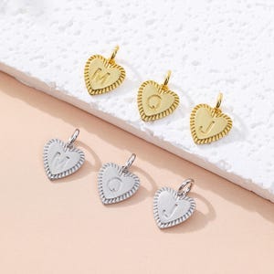 925 Sterling Silver Heart Letter Charm, Heart Charm, Letter Charm, Heart Initial Letter Charm, Personalized Charm for Jewelry Supplies