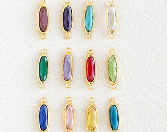 Oval Birthstone Connector Charm, Birth Month Connector, Personalized Charms for Jewelry