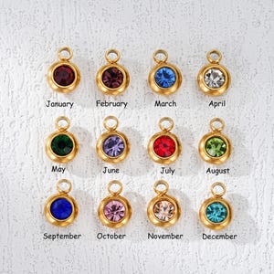 Tiny Birthstone Charm, Stainless Steel Birth Month Stone Charm, Round Birthstone Charm, Diy Birthday Gift, Charm for Jewelry Supplies