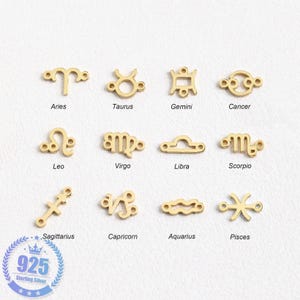 Złącze dwunastu konstelacji ze srebra wysokiej próby, złącze konstelacji ze srebra wysokiej próby, złącze zodiaku ze srebra próby 18K, materiały do wyrobu biżuterii