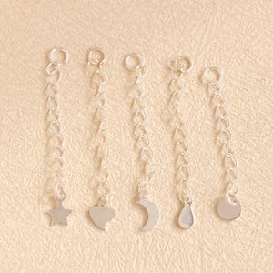925 Sterling Silver Extension Tail Chain, Heart Moon Star Extension Chain, S925 Extension Chain, Extension Tail Chain, 30mm, 40mm, 50mm