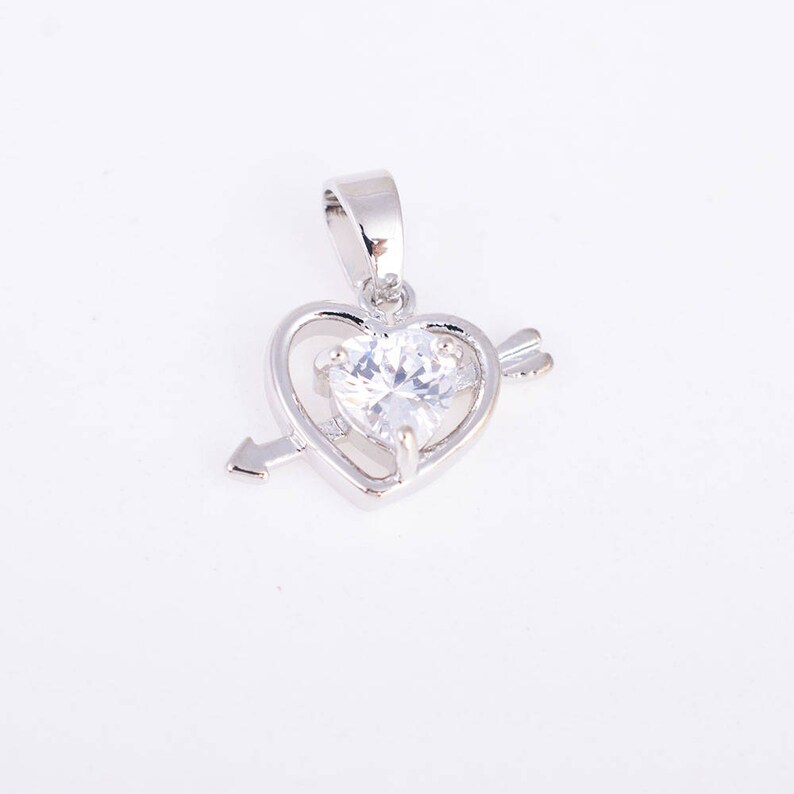 Cubic Zirconia Arrow and Hearth charmpendantnecklacejewelry findings with gold plating