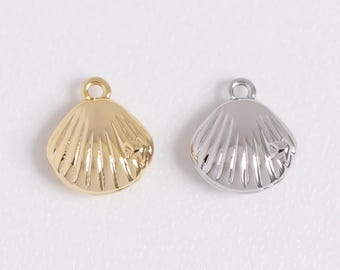 Colgante de concha chapado en oro auténtico, dije de concha de oro y plata, dije de concha de cobre, dije de concha para hacer joyas DIY.