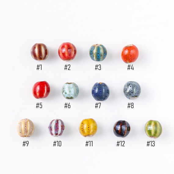 50PCS Ceramic Porcelain Beads, Colorful Glazed Ceramic Porcelain Loose Beads, Retro Flower-Glazed Porcelain Beads, Bead for Jewelry Supplies
