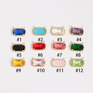 Gold Plated Gemstone Connector Pendant, 12 Color Gemstone Connector Pendant, Rectangular Geometric Shape Zircon Connector, Jewelry Supplies