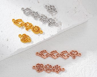 Conector personalizado con flor de nacimiento, joyería de plata de ley 925 para la elaboración de joyas del mes de nacimiento