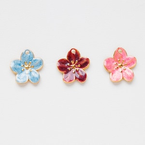 Gold Plated with Enamel Flower Pendant, Stainless Steel Flower Pendant,  Big Flower Charm, Necklace Pendant, Charm for Jewelry Supplies
