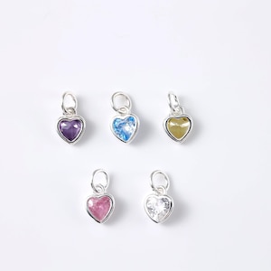 925 Sterling Silver Heart Charm, Heart CZ Charm, Tiny Heart Charm, Heart Gem Charm, Necklace Charm, Bracelet Charm, Jewelry Findings