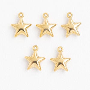 Stainless Steel Star Charm, Mini Star Charms, Double Sided Star Charm, Puff Star Charm, Gold Plated Star Charm, Celestial Jewelry Supplies