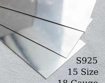 Lámina rectangular de plata de ley calibre 18, alambres planos S925, pieza en bruto para anillos, pulseras y puños, suministros para joyería, grosor de 1 mm.