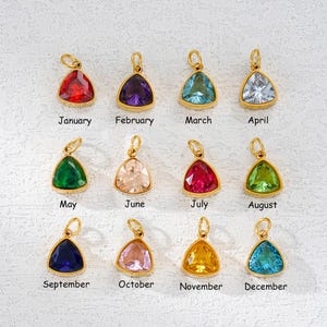 Stainless Steel Triangle Birthstone Charm, Birth Month Stone Charm, Diy Birthday Gift, Triangle Gem Charm, Charm for Jewelry Supplies