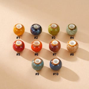 50PCS Round 6mm 8mm 10mm Beads, Retro Ceramic Beads, Ceramic Porcelain Beads, Flower-Glazed Porcelain Beads, Bead for Jewelry Supplies