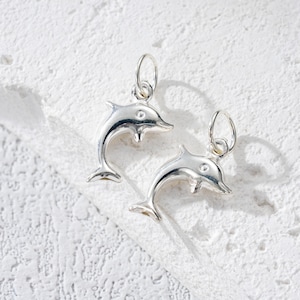Sterling Silver Dolphin Charm, Ocean Charm, S990 Dolphin Charm, Sea Life Charm, Aquarium Charm, Marine Charm, Charm for Jewelry Making