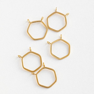 15 × 16 mm Gold Sechseck Charms, 14K vergoldet Hexagon Charm, Sechskant Verbinder, vergoldete Sechseck Verbinder, DIY Schmuckherstellung Zubehör