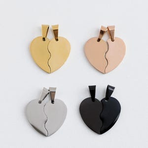 Heart Pendant, Stainless Steel Broken Heart Charm, Couple Charms, Friendship Love Pendants, Gold Plated Puzzles Heart Charm