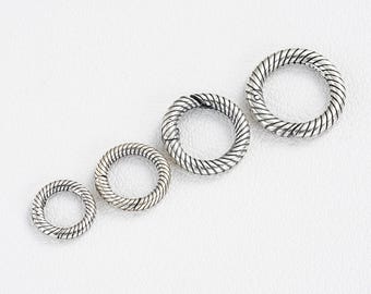 S925 Silver Round Push Clasp, Push Gate Ring Clasp, Silver Oxide Clasp, 10mm 12mm 14mm 16mm Push Clasp for Jewelry