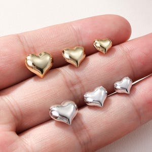 925 Sterling Silber Herz Perlen, hochpolierte Herz Perlen, Puffed Herz Anhänger, Gold / Silber / Platin Herz Perlen, Schmuckperle