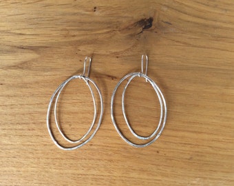 Sterling Silver Ovals drop Earrings
