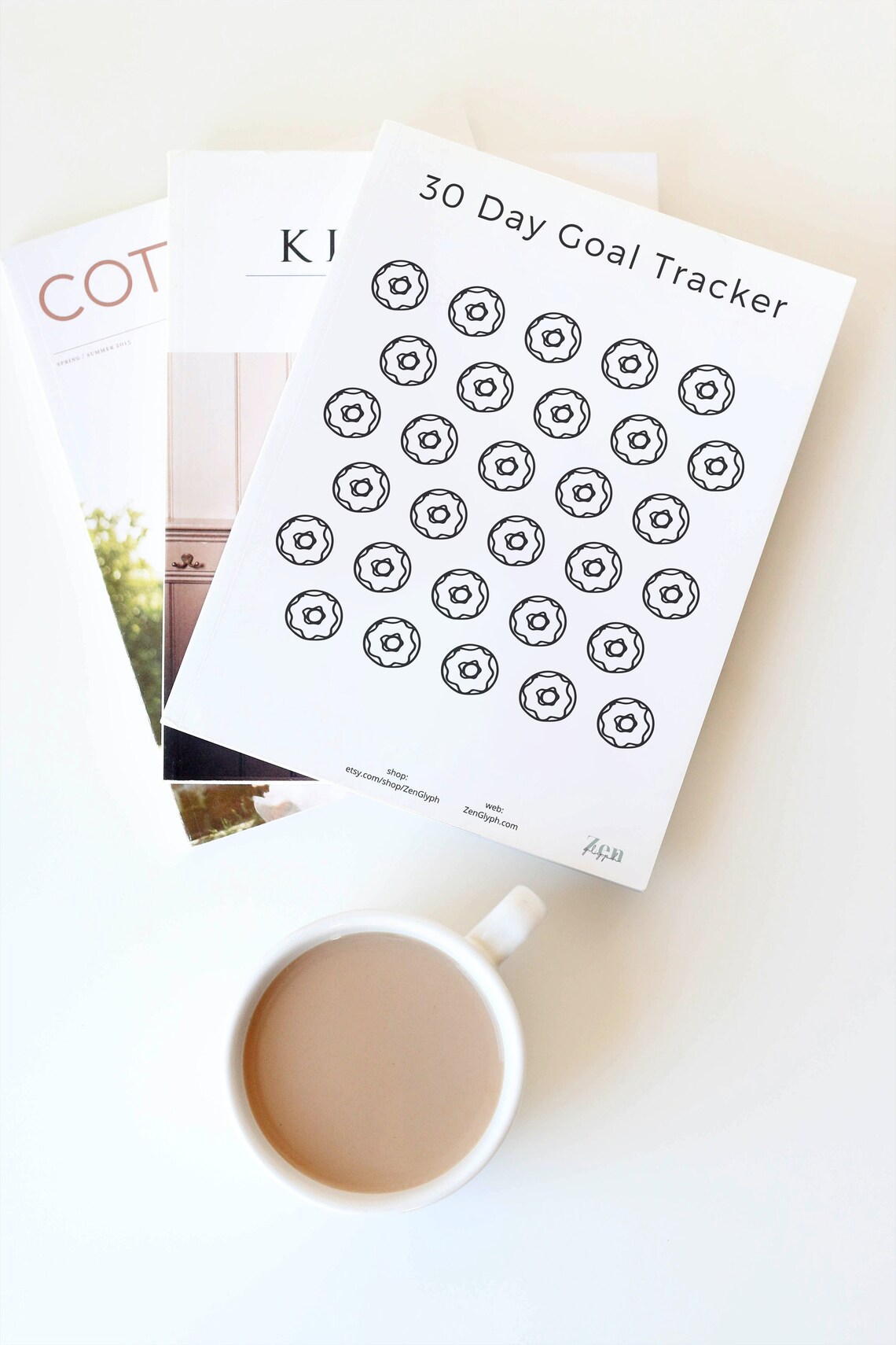 30 Day Goal Tracker Donuts DIGITAL DOWNLOAD. Habit Tracker PDF With ...