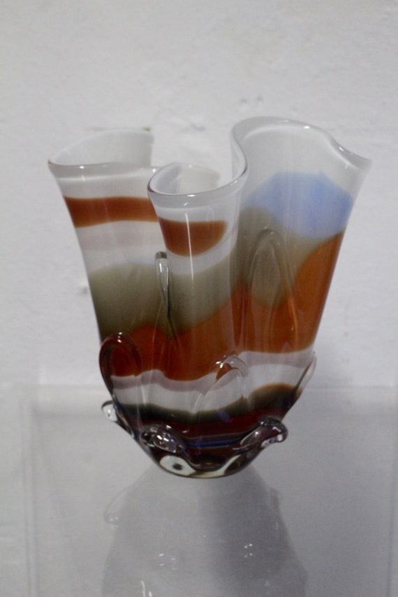 Vintage Murano Glass Fazzoletto Handkerchief Vase Italy Etsy