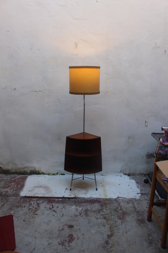 mid century floor lamp with table