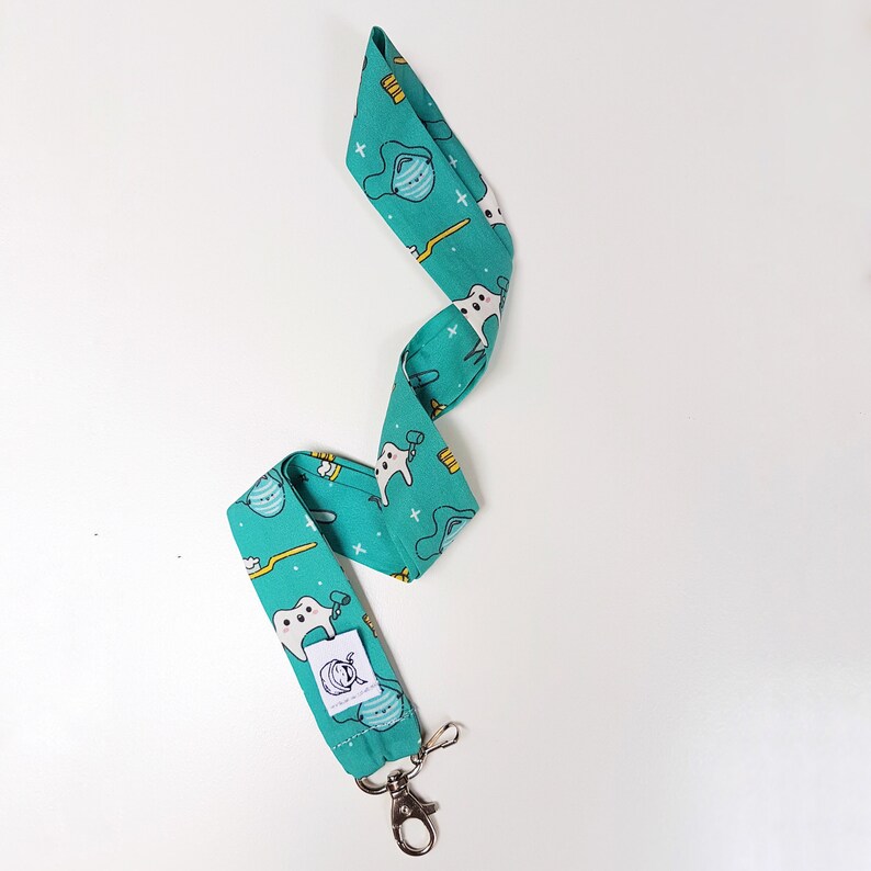 Lanyard ribbon dentistry ID card holder keychain stamped Etsy