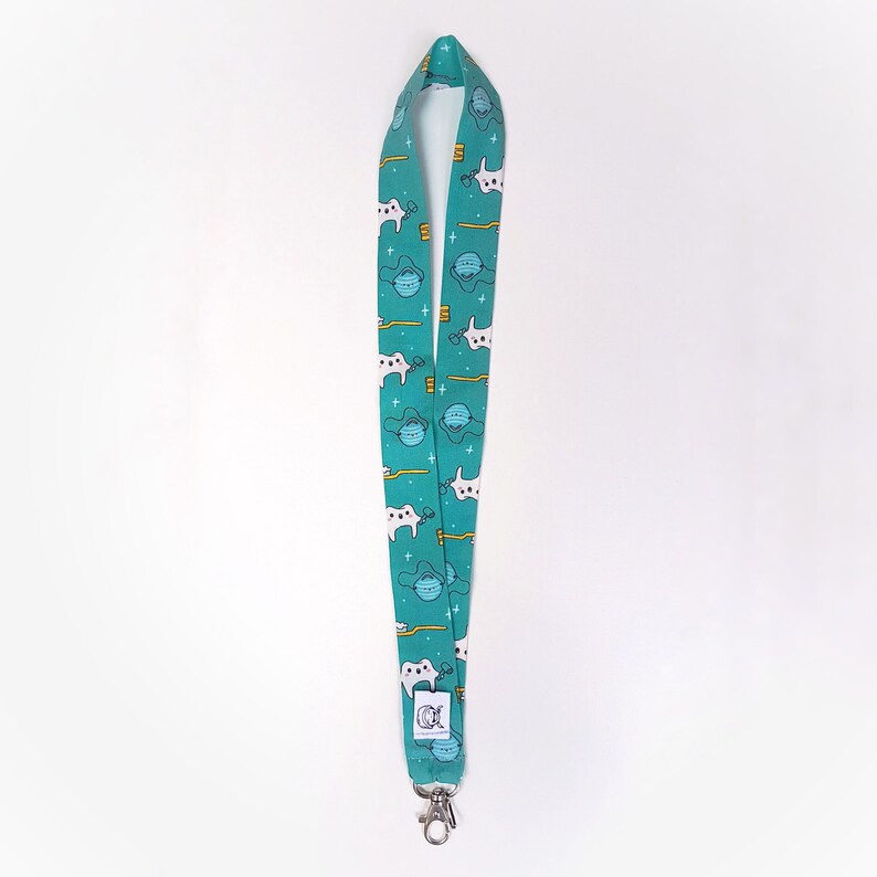 Lanyard ribbon dentistry ID card holder keychain stamped Etsy