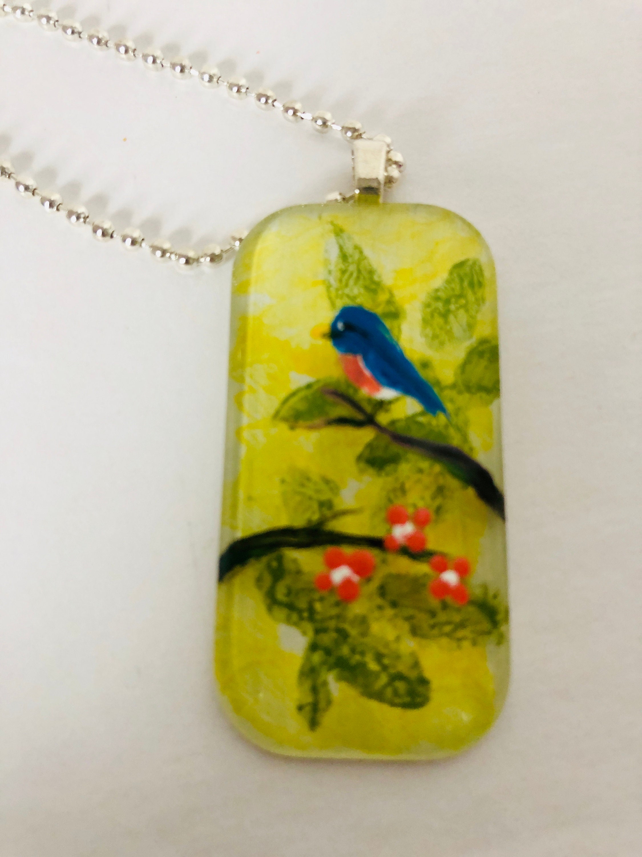 Hand Painted Glass Pendant Necklaces Etsy UK