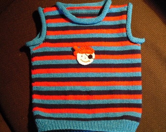 Baby sweater vest, hand knitted