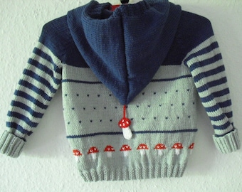 Baby Cardigan, Blue/Grey