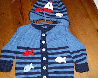 Baby cardigan without hat, boys