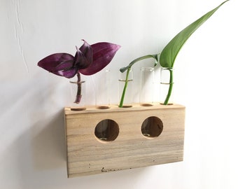 Unique Handmade Plant Propagation Station Plant Stand With Glass Tubes Wall Mount Or Countertop