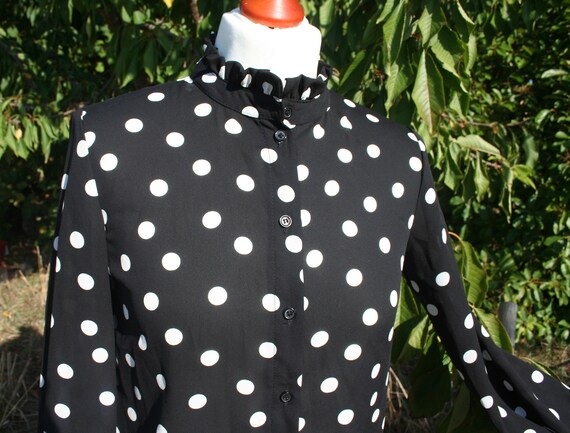 black blouse with white dots