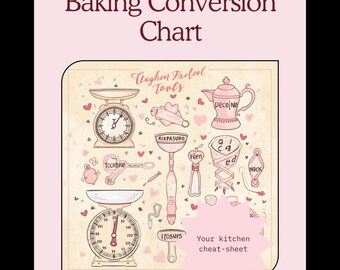 Baking Conversion Chart | Cups to Grams, Oven Temps (Digital Download)