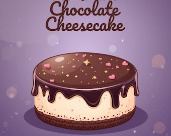 No-Bake Chocolate Cheesecake Recipe Card | Easy Dessert, British Baking (PDF Download)