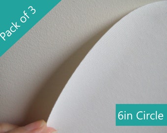 Removable Canvas, Circle, 6 inch diameter (Pack of 3), Blank / Paintable / Round / Re-stick / Wall Canvas