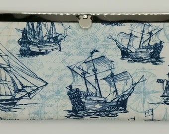 Navy Schooners - Diva Wallet and Checkbook Cover