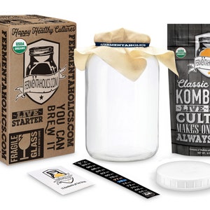Kombucha Essentials Kit - ORGANIC SCOBY - Brew kombucha at Home