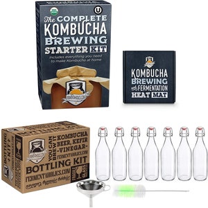 The Complete Kombucha Brewing Starter Kit, Fermentaholics USDA Certified Organic Making Kit