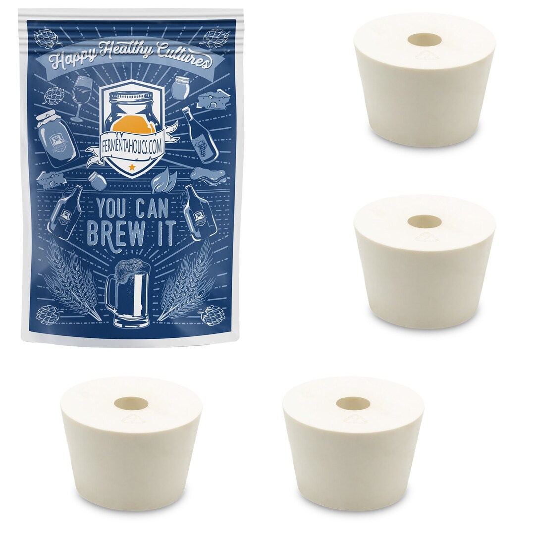 Drilled Rubber Stopper 7 4 Pack Carboy Bung Etsy