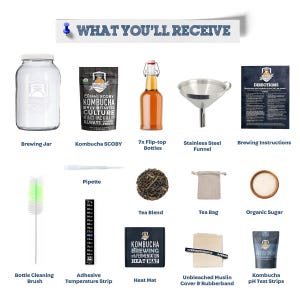 The Complete Kombucha Brewing Starter Kit with Culture | Fermentaholics USDA Certified Organic Making Kit (The Pro Kombucha Brewing Kit) image 2