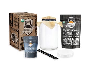 Kombucha Essentials Kit - ORGANIC SCOBY - Brew kombucha at Home