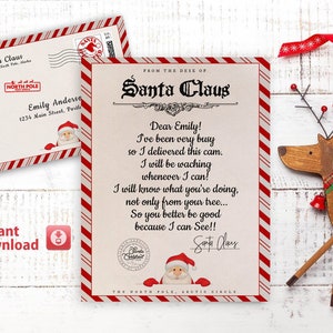 Carta de Santa Cam, Carta editable de Santa Cam Cam, Desde el escritorio de Santa, Entregada por el Correo Expreso del Polo Norte, Plantilla de Carta de Santa